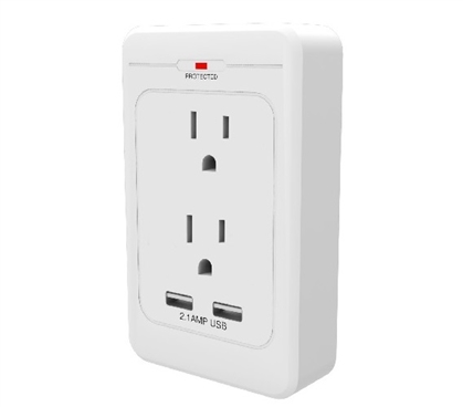 Surge Pro 2 Outlet Surge Adapter With 2 USB 